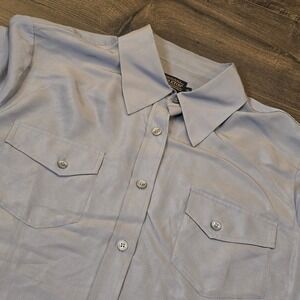 Womens Pendleton Blouse Shirt Light Gray Size 12 Long Sleeve Gambler Button Down